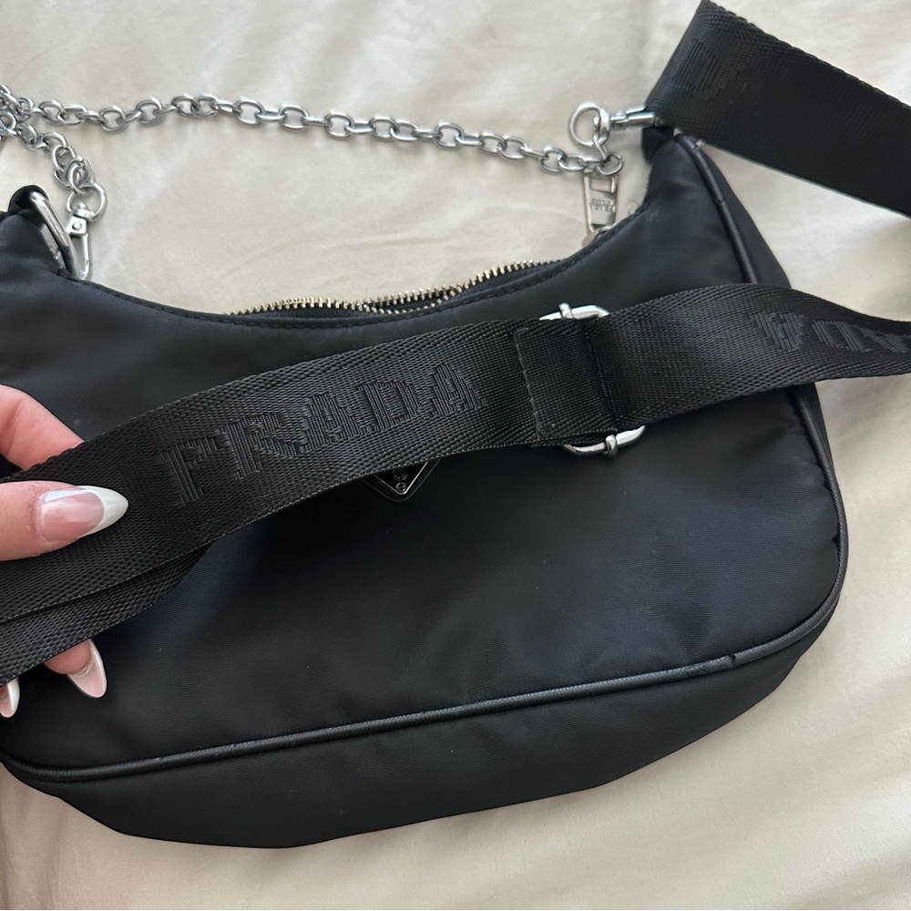 Prada Black Nylon Chain Shoulder Bag - Picture 5 of 7